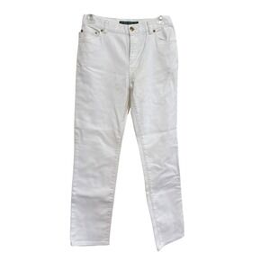Lauren Ralph Lauren White Straight Leg Jeans Sz 2P Cotton Blend